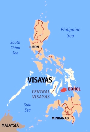 Location of Bohol Island in the Philippines